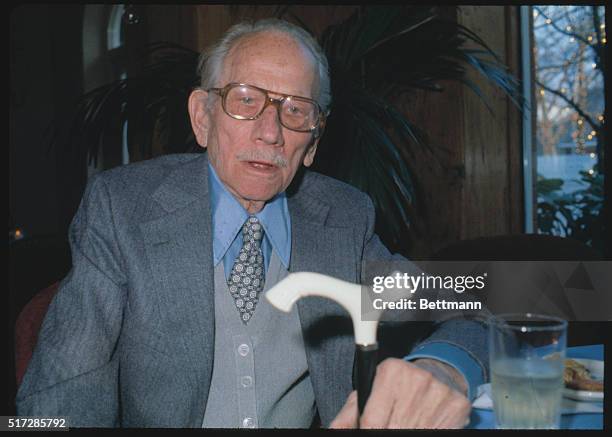 Attending a party honoring New York's Academy Award nominees is veteran actor Melvyn Douglas.