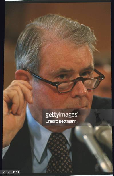 Washington, D. C.: Close up of Cyrus Vance, U. S. Secretary of State, as he appears before Senate Foreign Relations Committee.