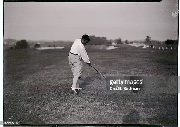 Ardmore, Pennsylvania: Bobby Jones teeing off during round of play in the National Amateur Golf Championship tourney at Merion Cricket Club.