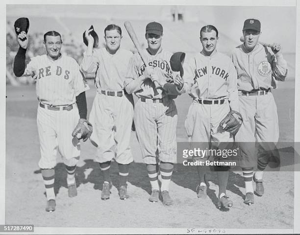 Here's a group of young men in baseball's Hall of Fame. The occasion for this grand assembly was the benefit game at San Francisco to give medical...