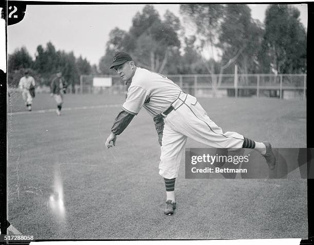 Larry French, new Cub pitcher, who came from the Pittsburgh Pirates, is pictured during a recent practice session of the Cubs at their spring...