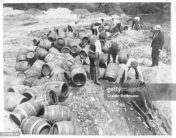 Beer - Beer, Oh Wonderful Beer. Baltimore, Maryland...Dry workers are shown here emptying some of the more than a hundred kegs of real old fashioned...