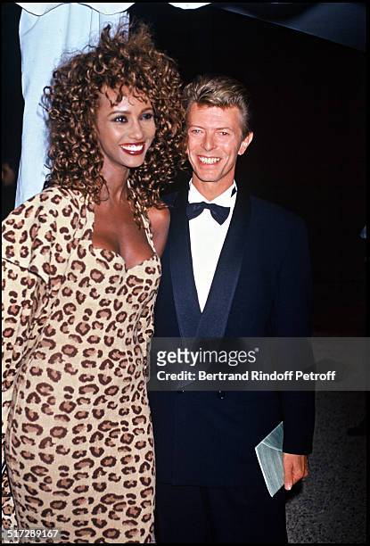 David Bowie and his wife Iman - "Bulgari" party in Paris