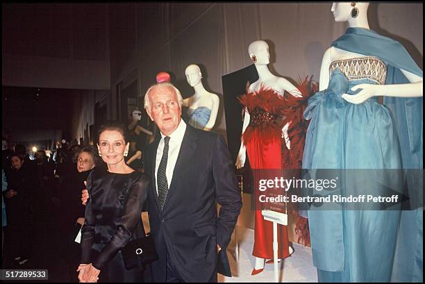 The fashion designer Hubert De Givenchy and Audrey Hepburn - 40th anniversary of the Givenchy house