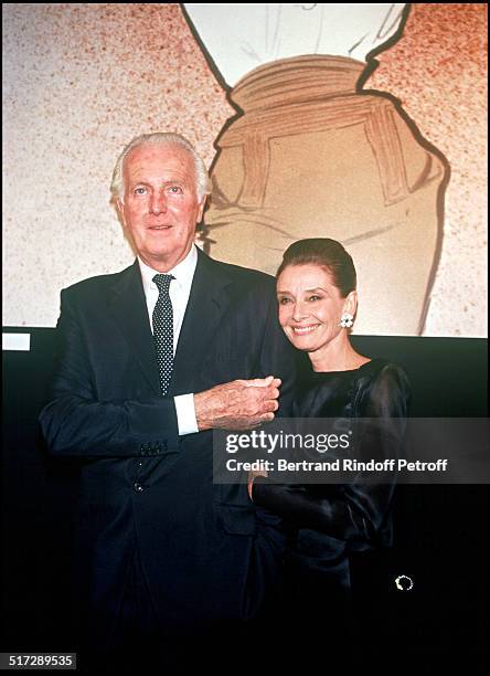 The fashion designer Hubert De Givenchy and Audrey Hepburn - 40th anniversary of the Givenchy house