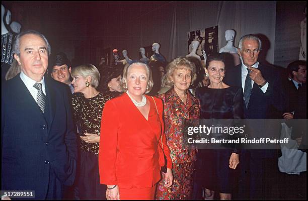 Edouard Balladur, Bernardette Chirac, Audrey Hepburn and Hubert De Givenchy - 40th anniversary of the Givenchy house