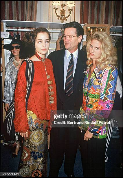 Jean Louis Scherrer and daughters Leonor and Laetitia - Jean Louis Scherrer Haute Couture fashion show fall winter 1992-1993 collection in Paris.