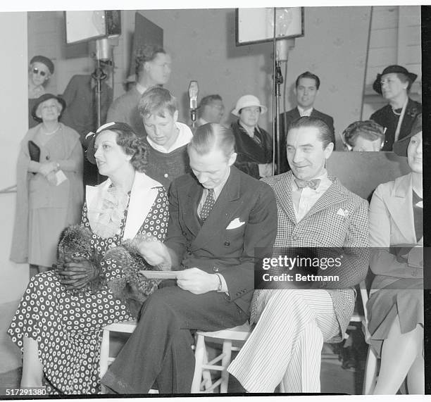 Estelle Taylor, former wife of Jack Demspey, Lee Tracey and Bella "Dracula" Lugosi, snapped watching picture being made as the California-Pacific...