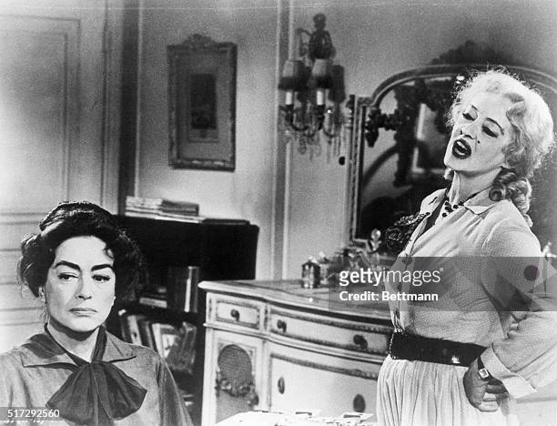 Bette Davis plays a bitter former child star who must care for her disabled, more famous sister, played by Joan Crawford. 1962.