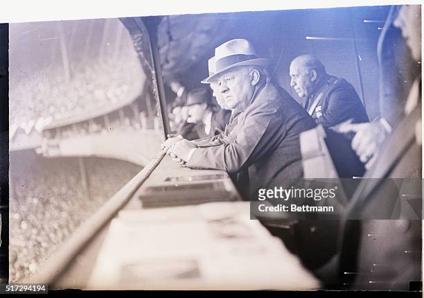 New York,NY: John J. McGraw, former manager of the Giants, is in the photographer's stand as he watches the sixth inning of the second game of the...