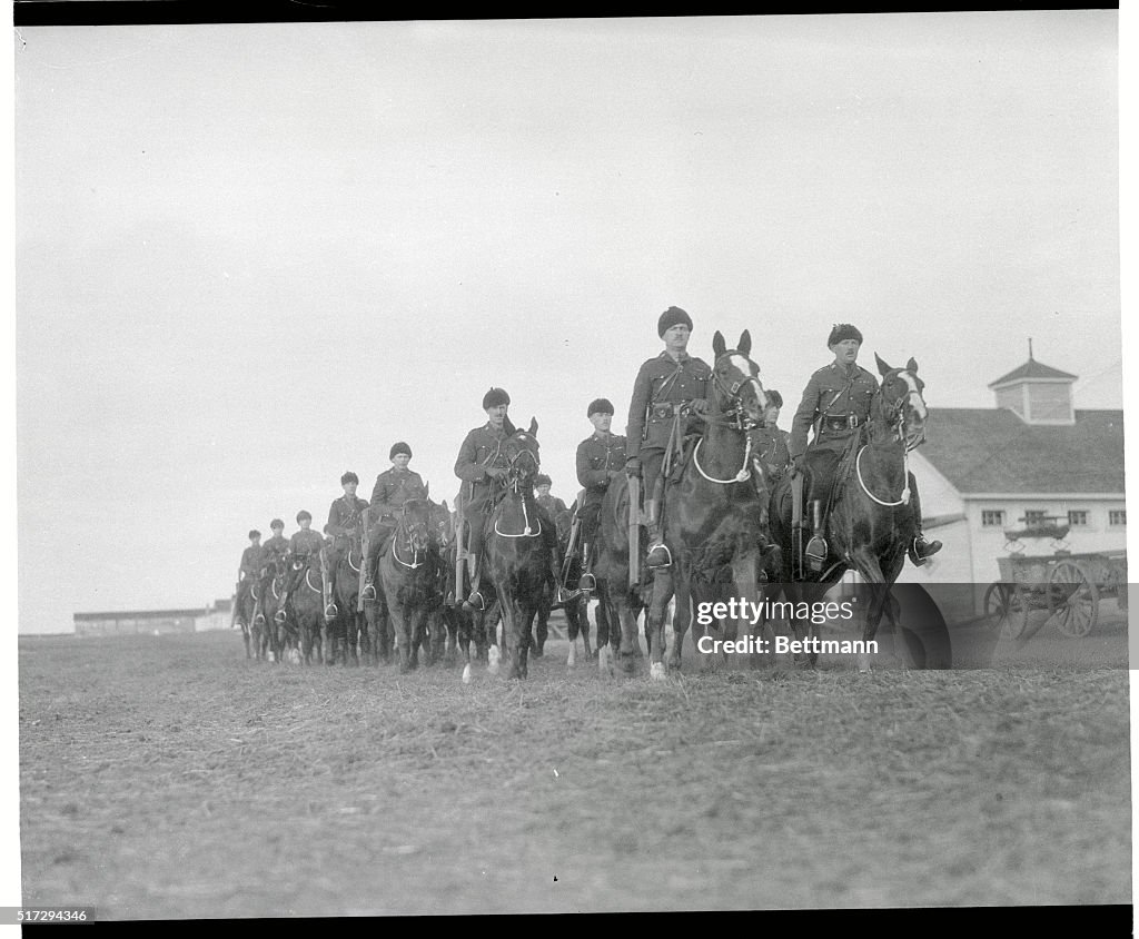 Front View of Canadian Mounted Police Riding
