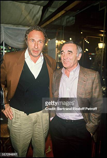 Pierre Richard with Charles Aznavour at the premiere of the movie "Itineraire d'un enfant gate"
