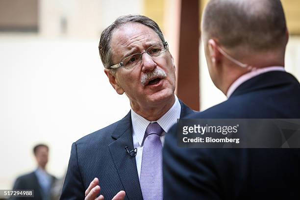 Johan De Nysschen, executive vice president at General Motors Co. And president of Cadillac, speaks during a Bloomberg Television interview in New...