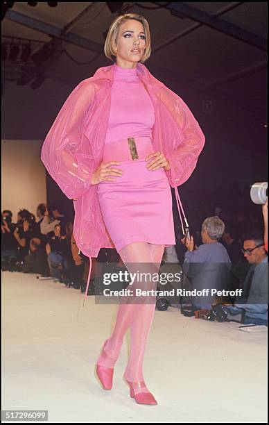 Emma Sjoberg - Claude Montana ready to wear fashion show spring summer 1992 collection in Paris.