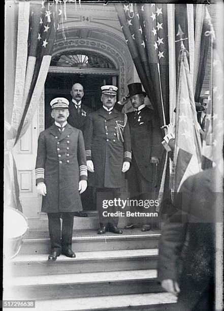 Admiral Fletcher, Philip Rhinelander, Captain Huse, chief of staff, and Lawrence L. Gillespie.