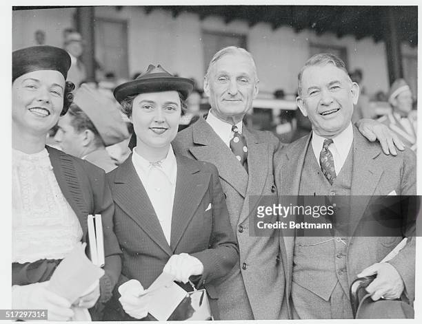 Attend Running of Kentucky Derby. Pictured left to right at Churchill Downs, Louisville, Ky., where they watched War Admiral win the Kentucky Derby,...