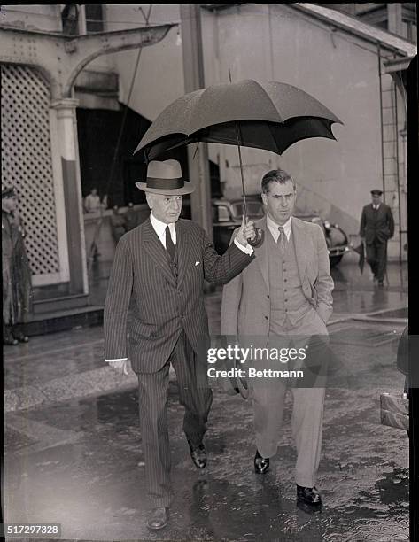 Washington, DC- Pictured arriving in the Union Station in Washington, DC, to greet President Roosevelt upon his return from a two week vacation are...