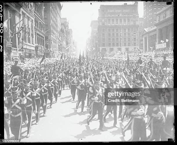 West Point Cadets Marching in Parade, celebrating the arrival of Charles Lindbergh