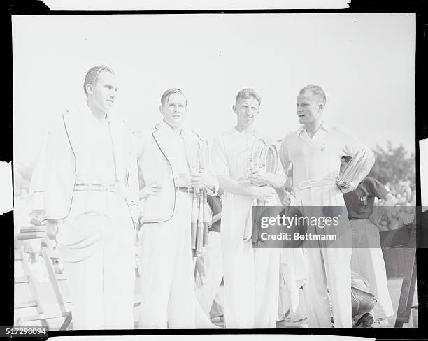 Germans Take Double Title. Chestnut Hill, Massachusetts: Left to right at the Longwood Cricket Club, Chestnut Hill, Massachusetts, August 30, before...