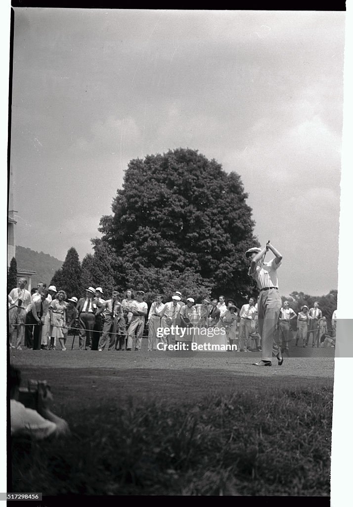 Byron Nelson Golfing in Front of Gallery