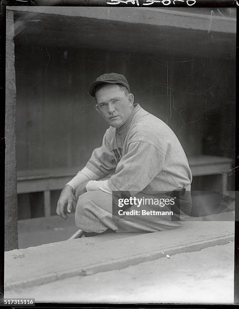 Boston Braves' Rogers Hornsby, watching batting practice before a game with Brooklyn.