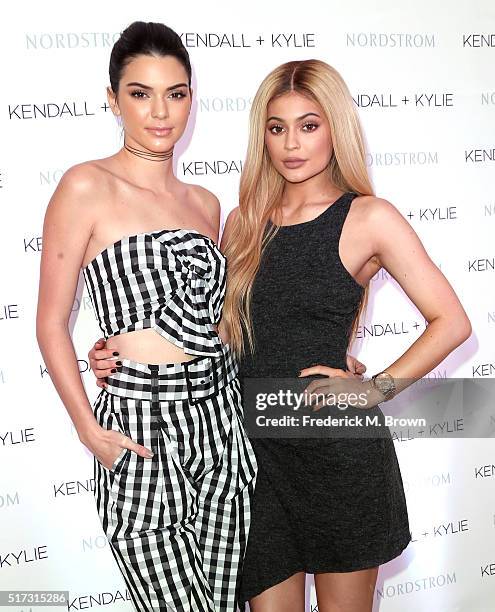 Kendall and Kylie Jenner celebrate Kendall + Kylie Collection at Nordstrom private luncheon at Chateau Marmont on March 24, 2016 in Los Angeles,...