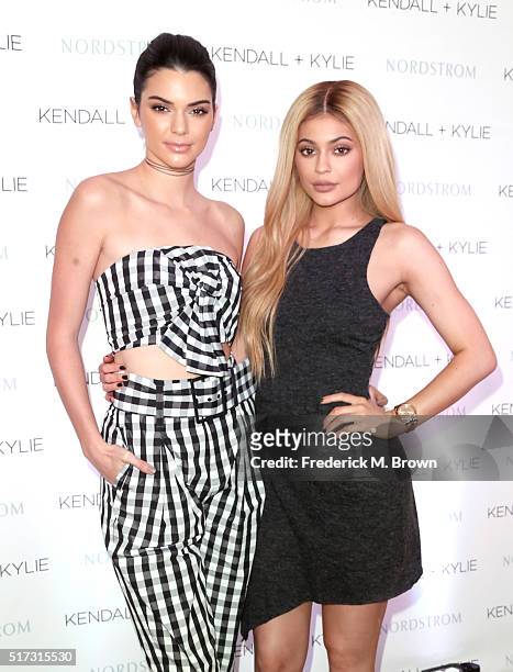 Kendall and Kylie Jenner celebrate Kendall + Kylie Collection at Nordstrom private luncheon at Chateau Marmont on March 24, 2016 in Los Angeles,...