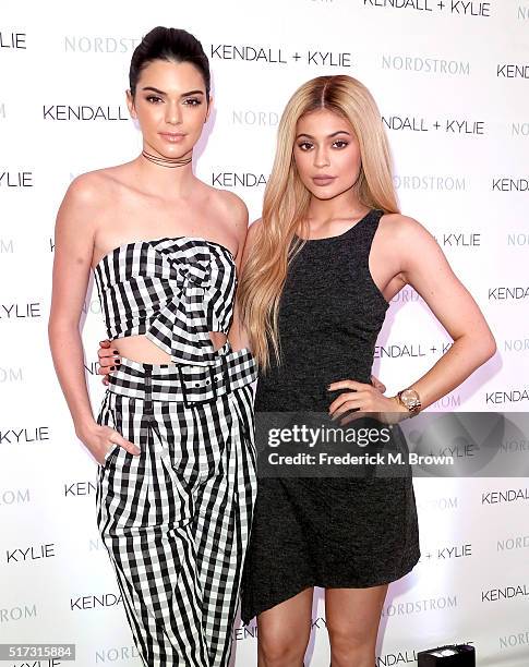 Kendall and Kylie Jenner celebrate Kendall + Kylie Collection at Nordstrom private luncheon at Chateau Marmont on March 24, 2016 in Los Angeles,...