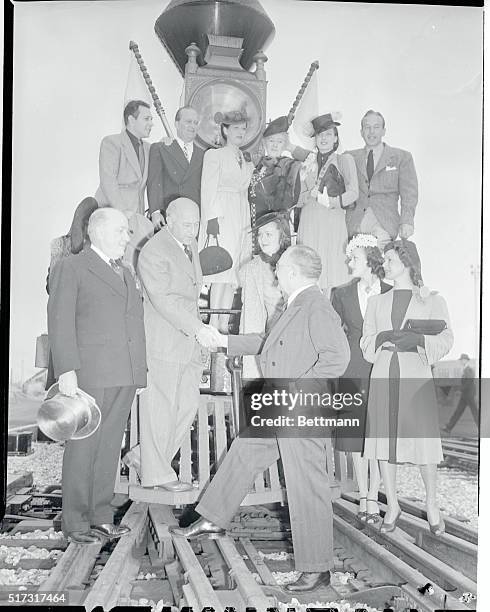 The first train to leave from the new Los Angeles Union passenger Terminal was a combination of 70 year old engine and train used by Cecil B. DeMille...