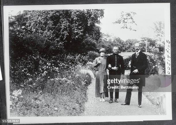 Crown Prince Olav as a young man with father King Haakon VII and his mother, the late Queen Maud of Norway.