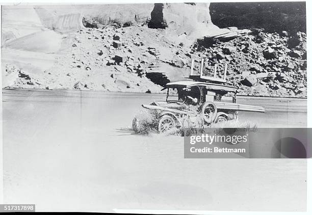 Charles and Anne Lindbergh Expedition Car in Muddy Water