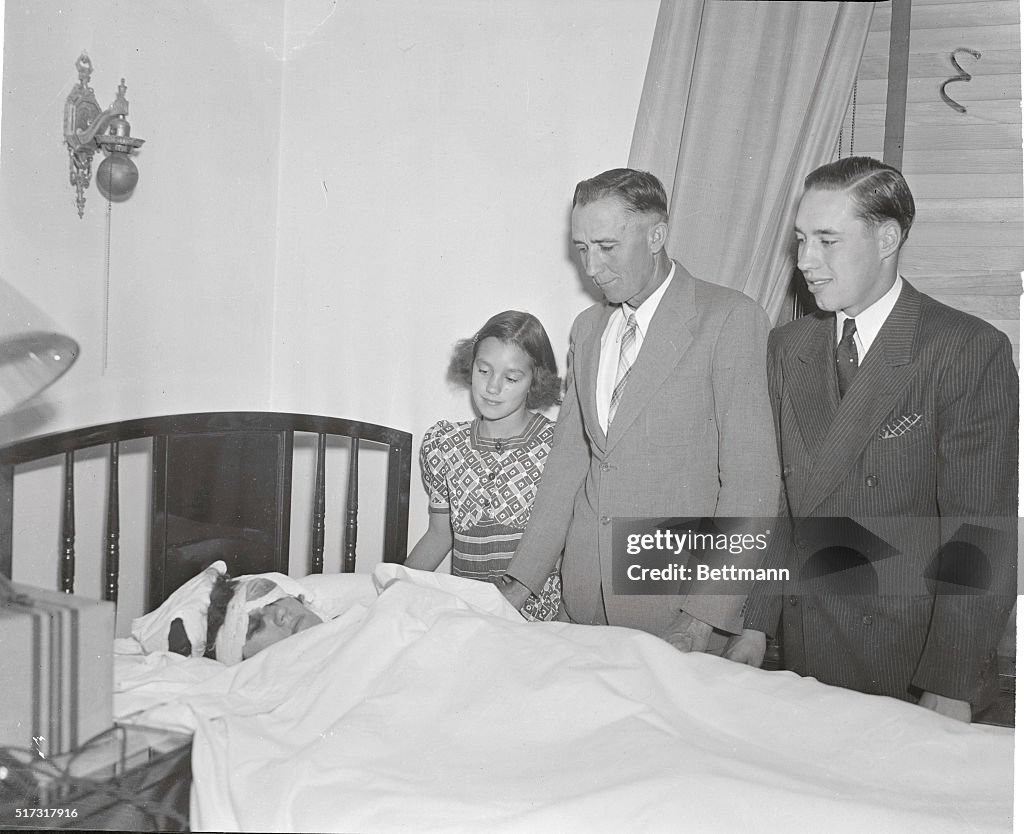 Baseball Player Bob Feller Visiting His Mother in Hospital