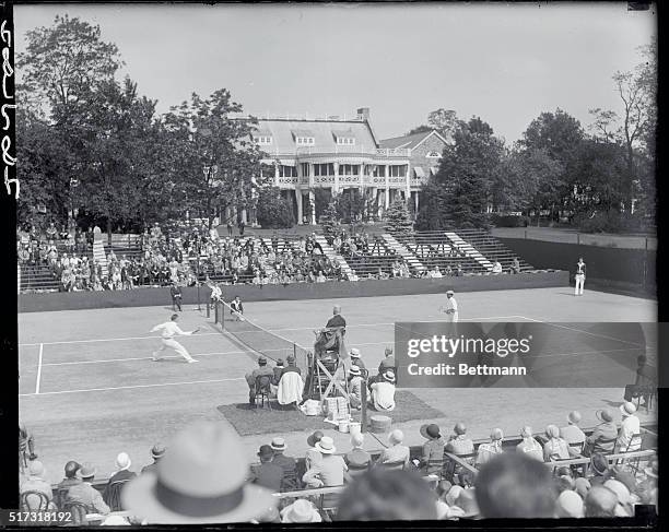 Davis Cup matches between U.S. And Japanese Teams. Washington D.C. Action during the tennis match between John Hennessey of U.S. And Tamio Abe of...