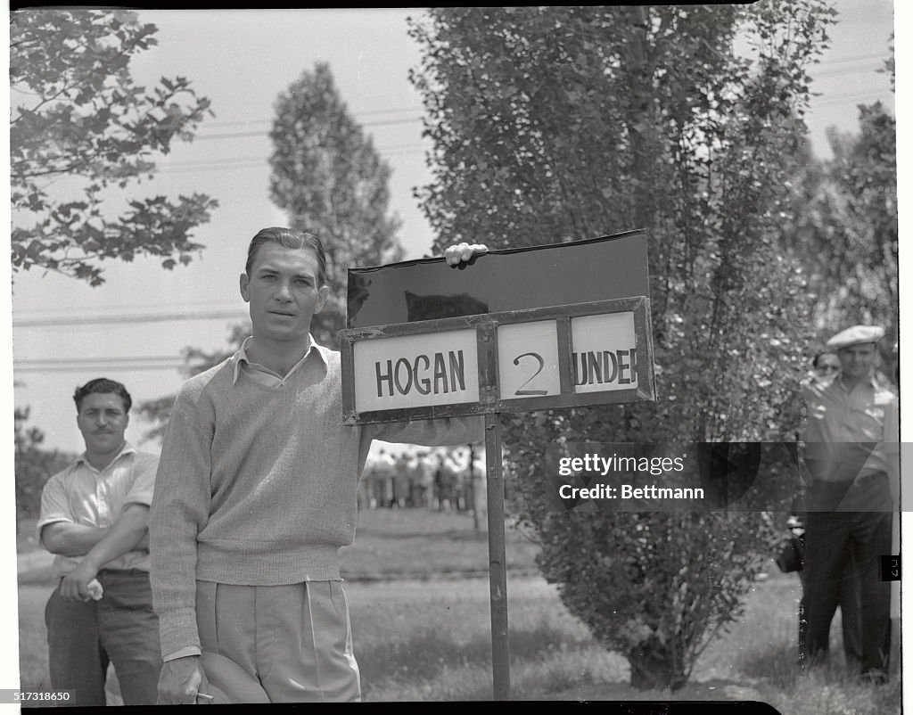 Ben Hogan Displaying His Days Score