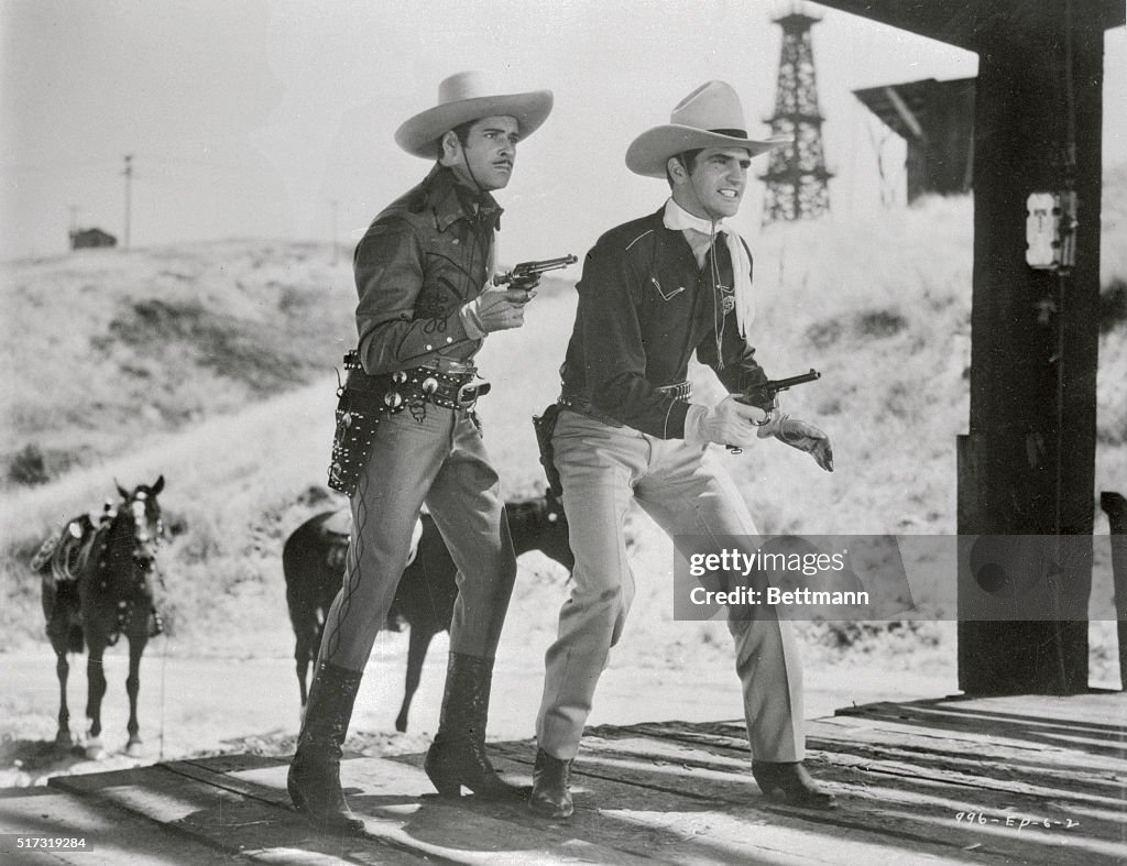 Sammy Baugh and Duncan Renaldo in Action Cowboy Scene