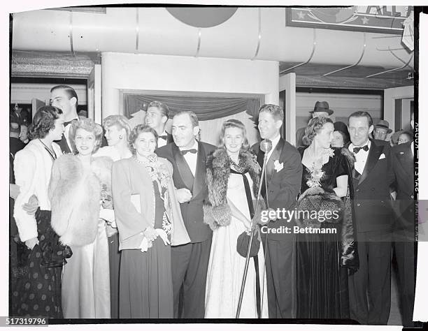 Notables attending the world premier in South Bend, Indiana of the film Knute Rockne--All American, are shown here. Left to right are Gail Patrick,...