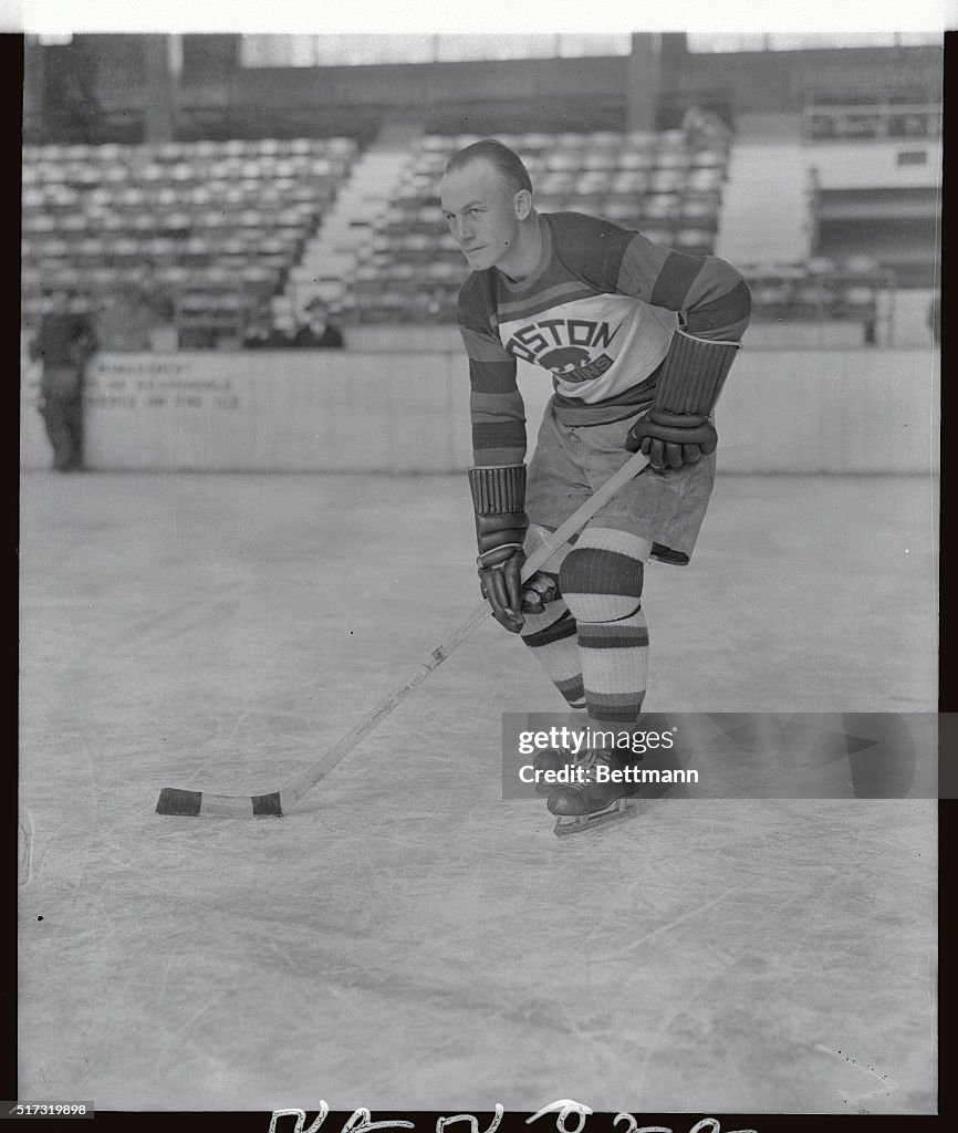 Portrait of Eddie Shore Playing Hockey