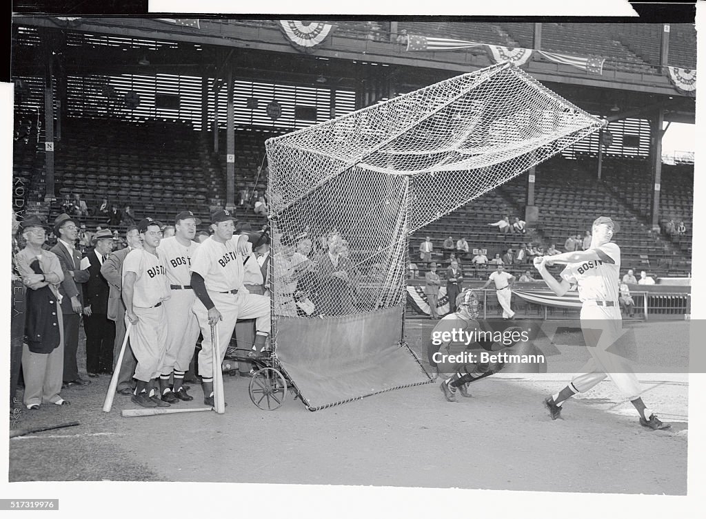 Ted Williams Batting at Practice