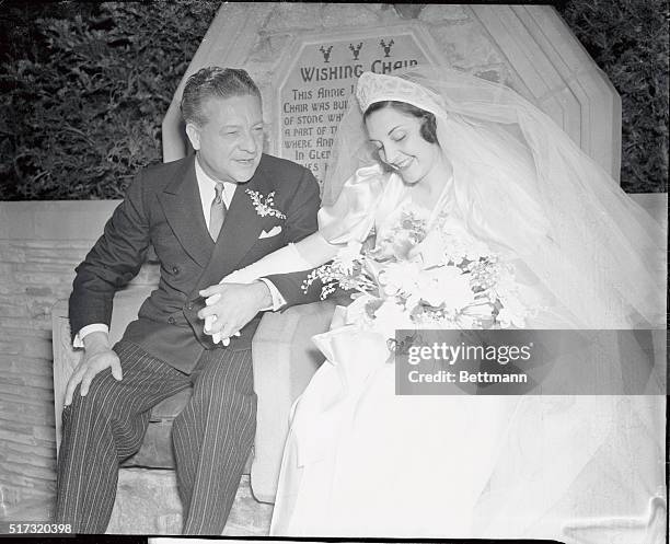 Charles J. Correll, better known to radio fans as Andy of the radio team, Amos 'n' Andy, with his bride, the former Alyce McLaughlin, Chicago dancer,...