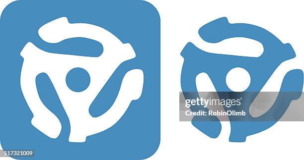 stockillustraties, clipart, cartoons en iconen met blue 45 recorder adapter - deck