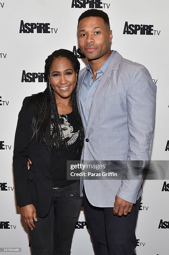Karon Riley Bears Actress Terri J. Vaughn and Actor Karon Riley attend ASPiRE Premiere ...