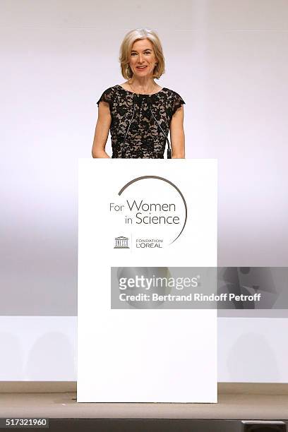 Laureate Professor Jennifer Doudna attends the "L'Oreal-UNESCO Awards 2016 For Women in Science International", hosted by Fondation l'Oreal at Maison...