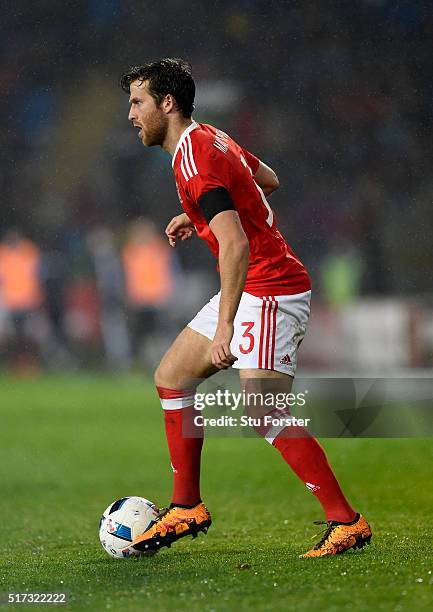 Wales player Adam Matthews in action during the International friendly match between Wales and Northern Ireland at Cardiff City Stadium on March 24,...