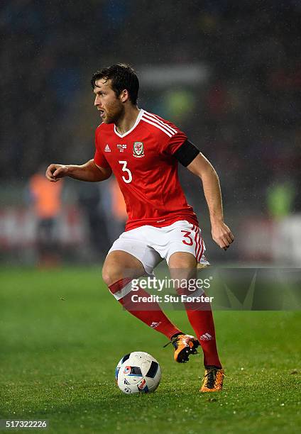 Wales player Adam Matthews in action during the International friendly match between Wales and Northern Ireland at Cardiff City Stadium on March 24,...