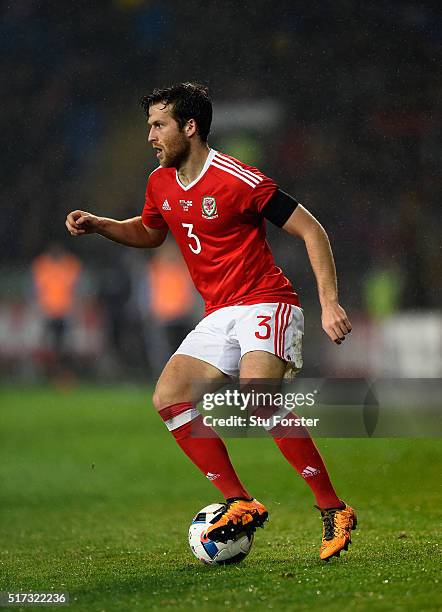 Wales player Adam Matthews in action during the International friendly match between Wales and Northern Ireland at Cardiff City Stadium on March 24,...