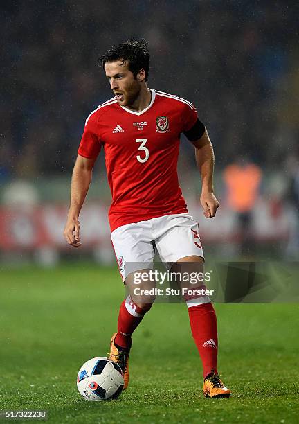 Wales player Adam Matthews in action during the International friendly match between Wales and Northern Ireland at Cardiff City Stadium on March 24,...