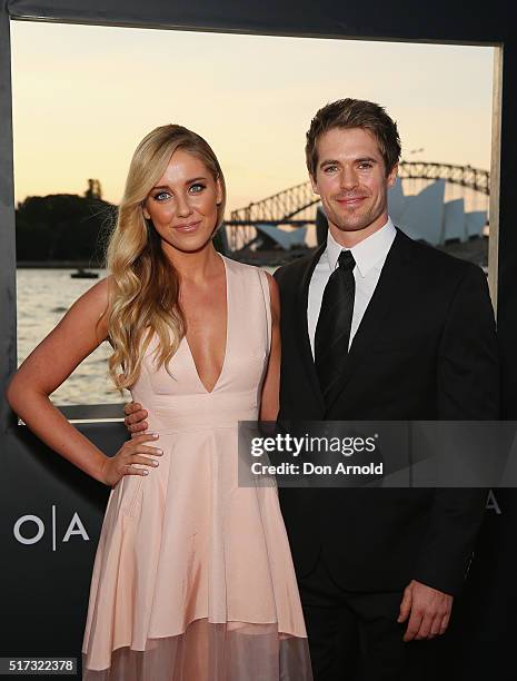 Julia Rose O'Connor and Kyle Prior arrive ahead of opening night of Handa Opera's Turandot on March 24, 2016 in Sydney, Australia.