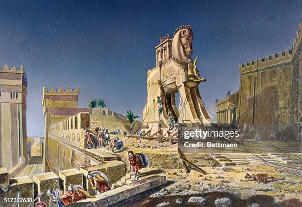 THE TROJAN HORSE. AFTER A PAINTING BY HENRI MOTTE, CORCORAN GALLERY, WASHINGTON D.C.