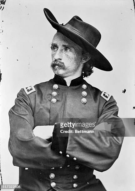 Major General George A. Custer , American Army officer. Undated photograph by Mathew Brady.