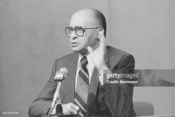 Israeli Prime Minister Menachem Begin on the TV show "Meet The Press" during a visit to New York.